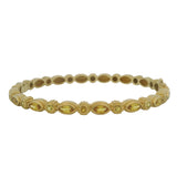 Vintage Solid 18kt Yellow Gold and Yellow Sapphire Mixed Cut Hinged Bangle 7" Bracelet