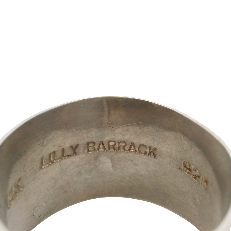 Lilly Barrack 925 Sterling Silver and 14kt Yellow Gold 12.5mm Cigar Band Ring Size 8.5