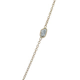 Solid 14kt Yellow Gold and Portrait Cut Sliced Diamond Station Necklace 18"