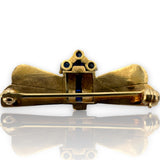 Retro Era 1930-50s Lab Created Sapphire 14k Yellow Gold Brooch Pin