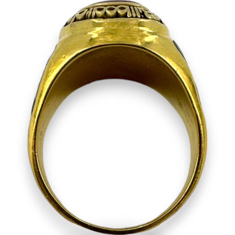 Billboard Top Ten 1998 Collectible Prince Charles Alexander Producer Award Ring Solid 18k Heavy Yellow Gold with Lab Grown Ruby and Accent Diamonds Size 10.75