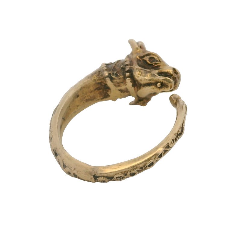 Vintage Solid 10kt Yellow Gold Detailed Intricate 9.5g 3D Bull Cow Ring Size 10