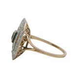 Antique Edwardian 2-Tone 14k Gold 1.44ctw Old European Diamond and Sapphire Cocktail Statement Ring Size 8