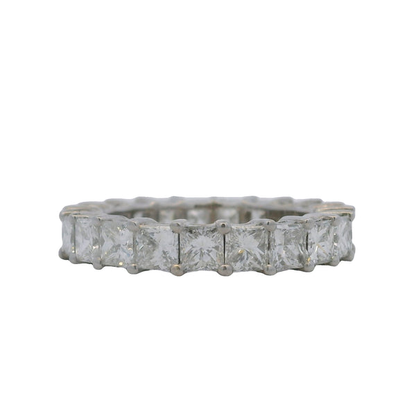 Rayalty Jewelry Solid 18kt White Gold and 3.99ctw Princess Cut Diamond 4.11mm Eternity Band Ring Size 6.75