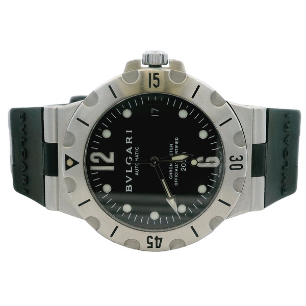 Bulgari Diagono SD38S Stainless Steel 38mm Black Dial Automatic Watch