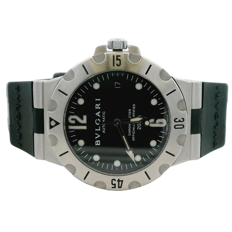 Bulgari Diagono SD38S Stainless Steel 38mm Black Dial Automatic Watch