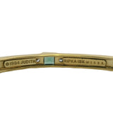 Vintage 1994 Judith Ripka 18kt Yellow Gold Green Tourmaline and Diamond Hinged Bangle 7"