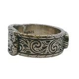 Gucci Garden 925 Sterling Silver Interlocking G Swirl Pattern Belt Buckle Ring Size 9.5 Made In Italy