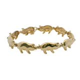 Lucky Pig Chain Link 3D Hog 14K 585 Yellow Gold Swine Animal Bracelet