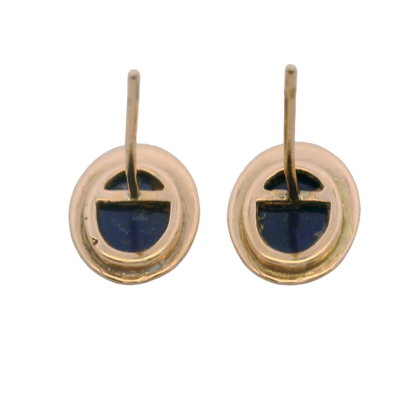 14kt Yellow Gold and Lapis Lazuli Inlay 12mm Oval Stud Earrings