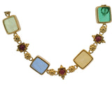 Tagliamonte Italian 18kt Yellow Gold Venetian Glass Animal Intaglio and Ruby 8.25" Bracelet