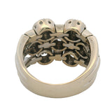 Sonia B Solid 14kt White Gold and Diamond 3-Row Halo Cluster Flex Ring Size 6