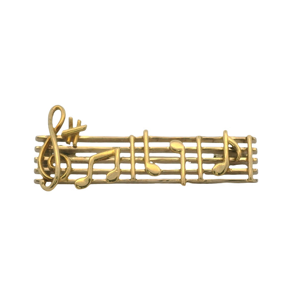 Vintage Italian 18kt Yellow and White Gold Sheet Music Musical Notes Pin Brooch