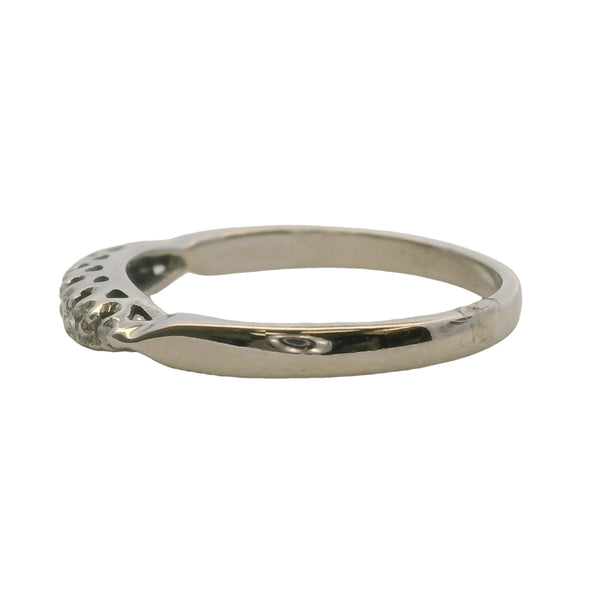 Vintage 1950s Solid 14kt White Gold Diamond Line Accent Band Ring Size 6.5