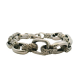 Jai by John Hardy 924 Sterling Silver Forget Me Not Wide Link Chain Bracelet 8.5"