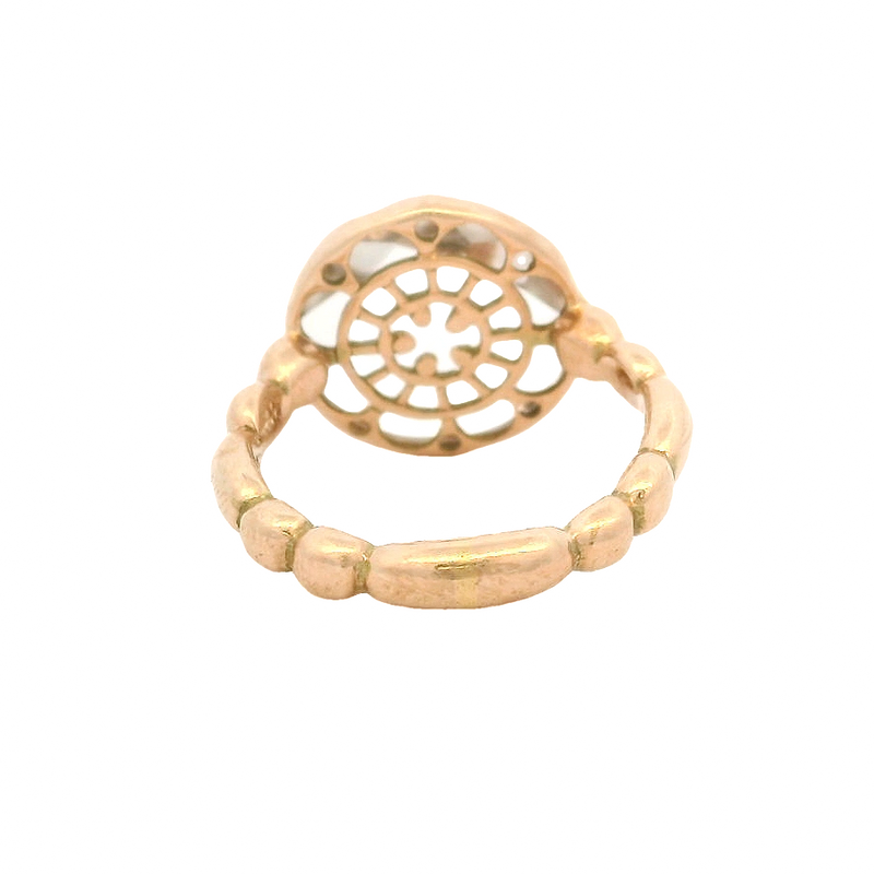 Laurent Gandini Bon Ton Collection 9kt Rose Gold Transparent Rock Crystal Ring Made in Italy