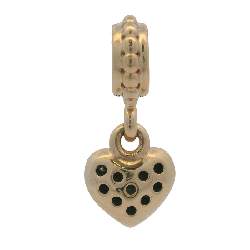 Pandora Retired Solid 14kt Yellow Gold and Diamond Pave Brilliant Heart Dangle Charm (2)