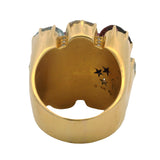 H. STERN & DVF Solid 18kt Yellow Gold Ruby, Tourmaline, Aquamarine, Quartz & Diamond Cocktail Ring Sz 11