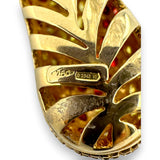 Rare 18kt Yellow Gold Large Italian Horn Pendant with Yellow and Orange Color-Treated Citrines Made in Italy