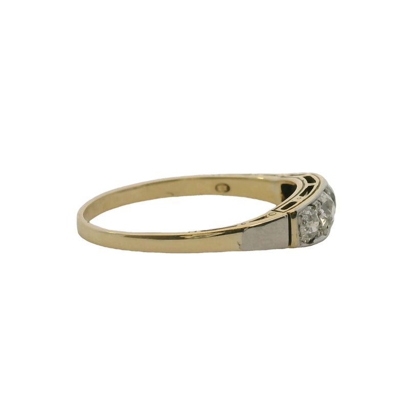 Antique Late 1800s Victorian 14kt Yellow Gold and Old Mine Cut Diamond 4-Stone Ring Size 8