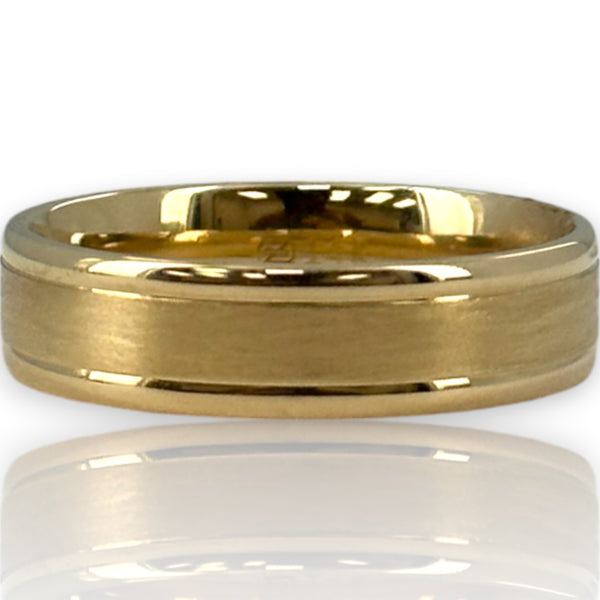Blue Nile Solid 14kt Yellow Gold Satin Brushed Finish with Polished Sides Wedding Band Ring Size 10
