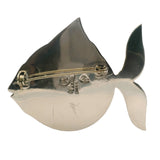Taxco Mexico 925 Sterling Silver and Golden Sheen Obsidian Large Fish Brooch Pin