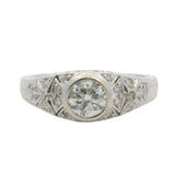 Antique 1920s 18kt White Gold 1.06ctw Old European Diamond Filigree Ring Sz 9.25