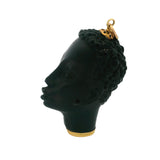 Vintage Italian Solid 18kt and Ebony Wood Blackamoor Head Charm Pendant