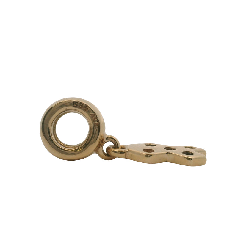 Charm colgante de cáncer de mama de Pandora en oro amarillo macizo de 14 kt y zafiro rosa retirado