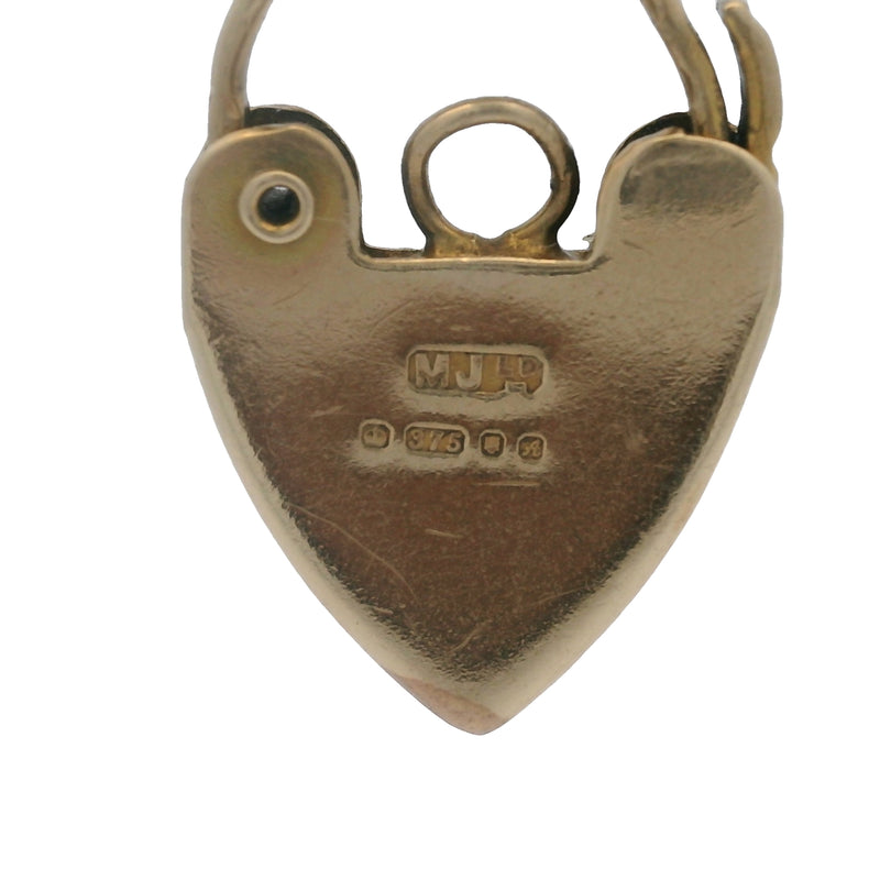 Vintage 1975 Victorian Revival 9kt Yellow Gold Heart Lock Charm Pendant Made In London
