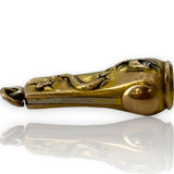 Antique Late Victorian 10kt Yellow Gold Pocket Watch Chain Fob Cigar Cutter Snake Detail with Paste Glass Charm Pendant