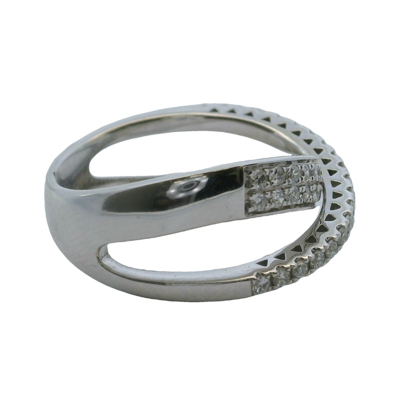 QCD 14kt White Gold and Diamond Crossover Cluster Ring Size 7