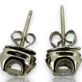 Vintage 14kt Solid White Gold Belcher-Setting with Antique Rose-Cut Diamond 8.2mm Stud Earrings