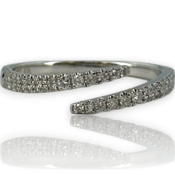 Diamond Spiral Wrap Accent Stacking Ring Size 6.75 14kt White Gold