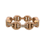 Hoorsenbuhs Solid 18kt Rose Gold and Diamond Chain Dame Tri-Link Band Ring Sz 8