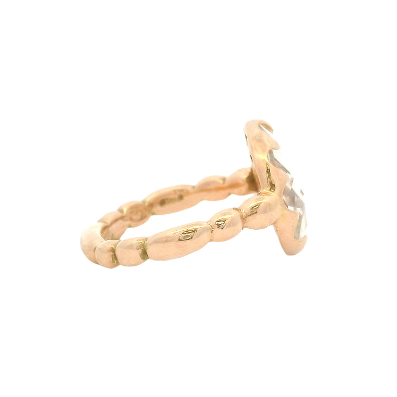 Laurent Gandini Bon Ton Collection 9kt Rose Gold Transparent Rock Crystal Ring Made in Italy