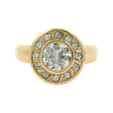 Solid 14kt Yellow Gold Cubic Zirconia 12mm Wide Solitaire Ring with Halo Size 7.5