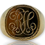 IB Goodman Vintage 1940s Mens 14kt Yellow Gold Signet Ring with Fillable Engraving