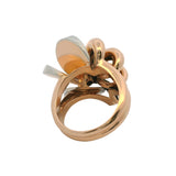 Vintage 1940-60s Solid 18kt White and Rose Gold Floral Ribbon Statement Ring Size 7