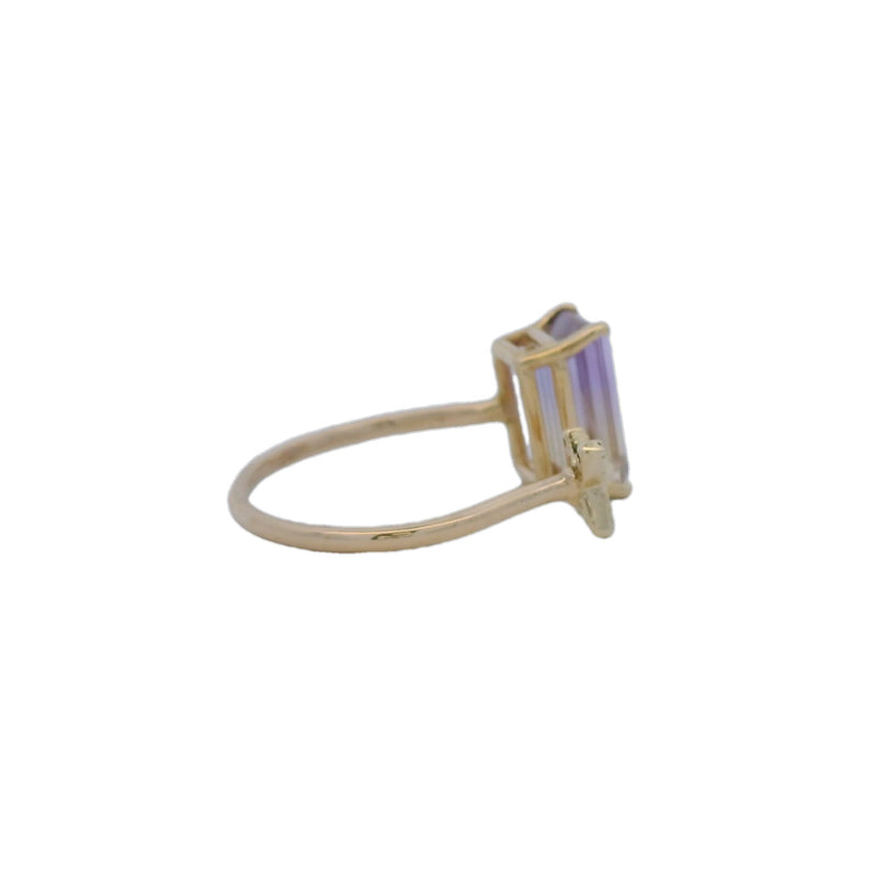 Solid 14kt Yellow Gold Ametrine and Diamond X Wrap Ring Size 7.5