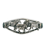 Running Bear 925 Sterling Silver Running Horses and Turquoise Adjustable 6-7" Cuff Bracelet