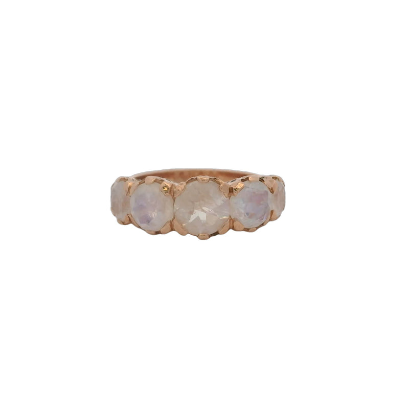 Nava Zahavi Solid 14kt Rose Gold Labradorite 5-Stone 8mm Wide Graduated Cocktail Ring Size 7
