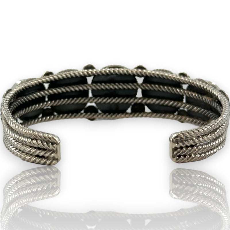 Arnold Goodluck Navajo Native American 925 Sterling Silver 5-Stone Natural Turquoise Cuff Bracelet