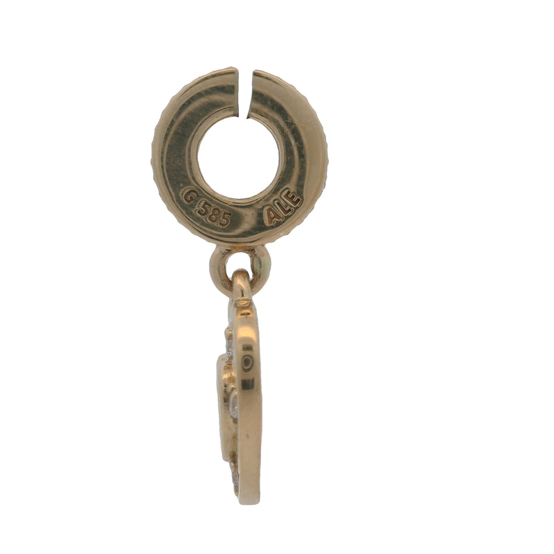 Charm colgante de corazón romántico de Pandora, retirado, de oro amarillo sólido de 14 kt y circonita cúbica.