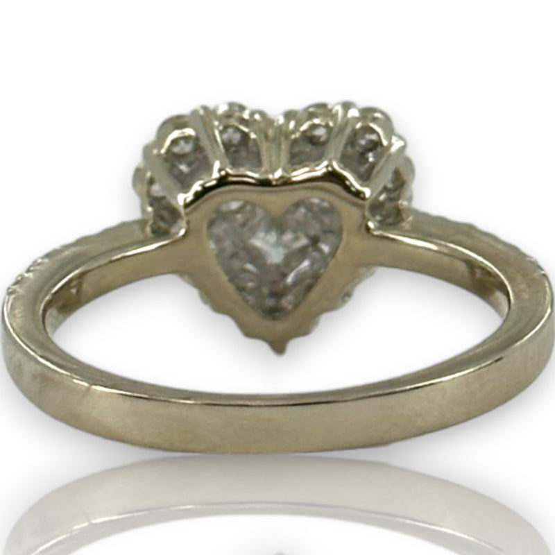 Classique By EFFY 14kt White Gold Round and Princess Cut Diamond Heart Ring Size 7