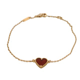 Van Cleef & Arpels Alhambra 18kt Rose Gold Sweetheart Carnelian Station 7" Bracelet