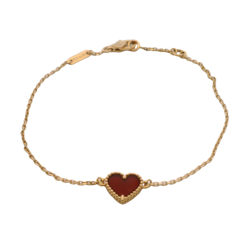 Van Cleef & Arpels Alhambra 18kt Rose Gold Sweetheart Carnelian Station 7" Bracelet