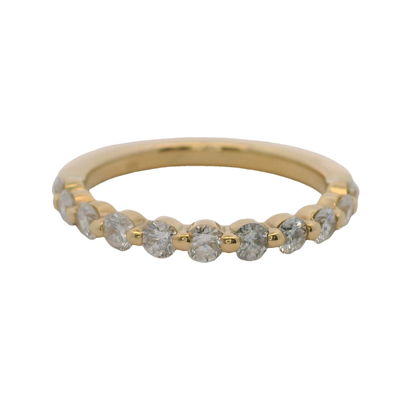 Solid 18kt Yellow Gold and 2-Prong Set 0.44ctw Diamond Half-Eternity Wedding Band Ring Size 5