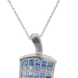 Royal Jewelry Solid 14kt White Gold 2ctw Princess-Cut Sapphire and Diamond