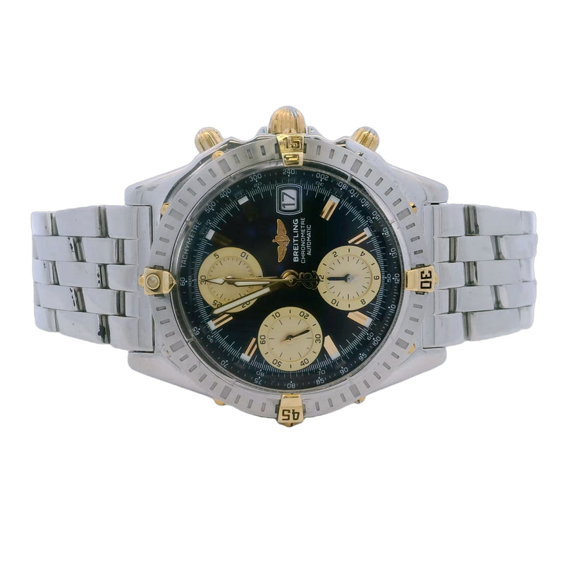 Breitling Chronomat B13352 Black Dial Chronograph Automatic 39mm Steel 18k Watch